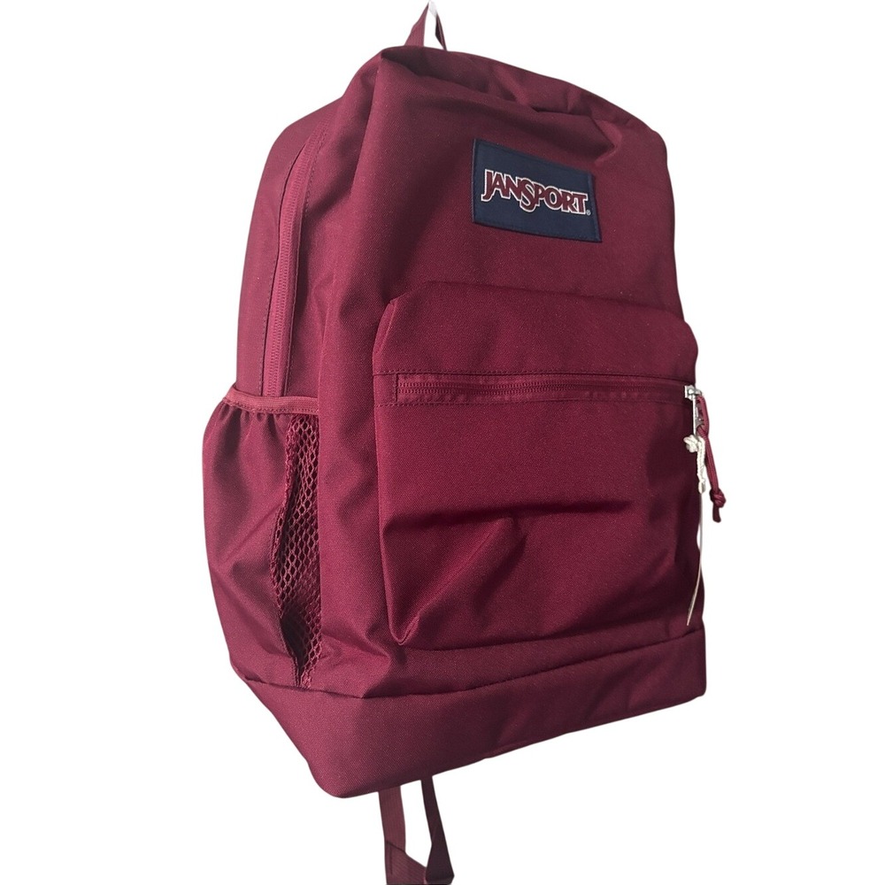Jansport Maroon Cross Town Backpack Plus Laptop Sleeve 15" School Travel NEW - Picture 2 of 16